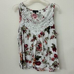 Floral Lace Trim Tank Top